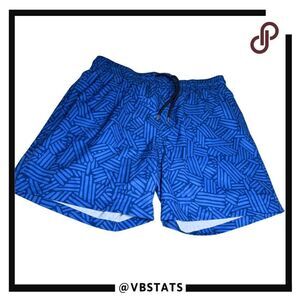 Capelle Miami Mens Collins Mid-Length Hybrid Swim Trunks Shorts Blue Lake Large